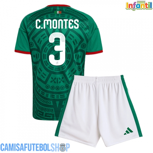 Camisa de time de futebol México Cesar Montes #3 Replicas 1º Equipamento Infantil Mundo 2026 Manga Curta (+ Calças curtas)